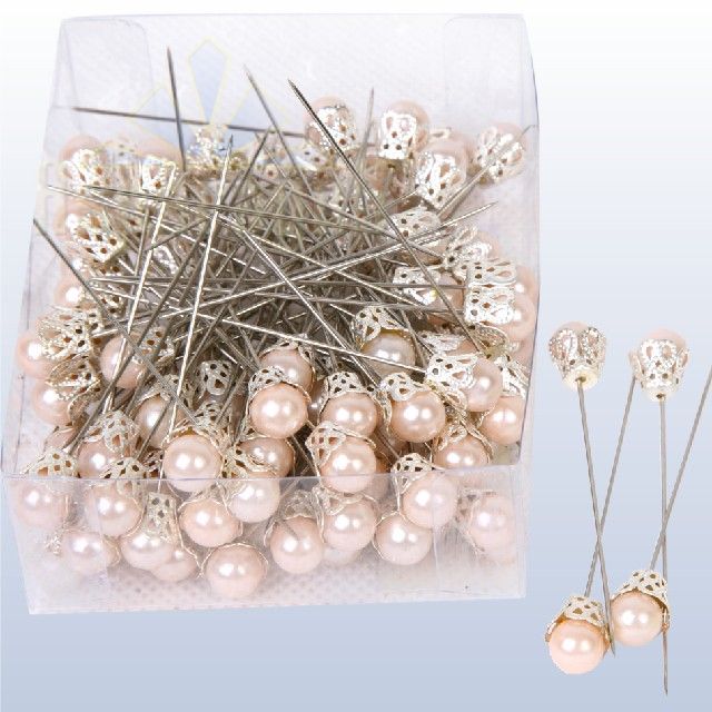 CORSAGE PIN IN SOCKET 8CM/PEACH (100PCS/PACK)
