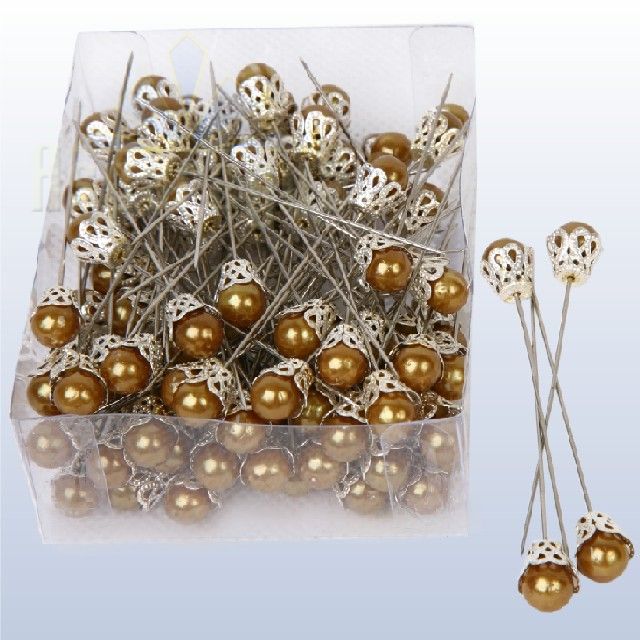 CORSAGE PIN IN SOCKET 8CM/BROWN (100PCS/PACK)