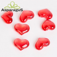 DECOR GLASS PEBBLE HEART SHAPED 35MMX25MM (500G/PACK)/ RED