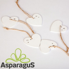 WOODEN HANGING HEART 5CM (10PC/PECK)/ WHITE