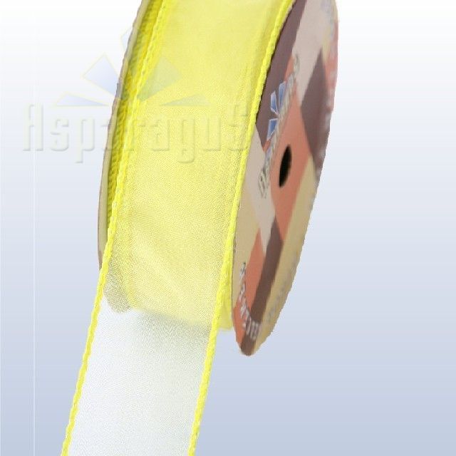 ORGANSA RIBBON WIRED WITH WOVEN EDGE 25MMX10M/YELLOW