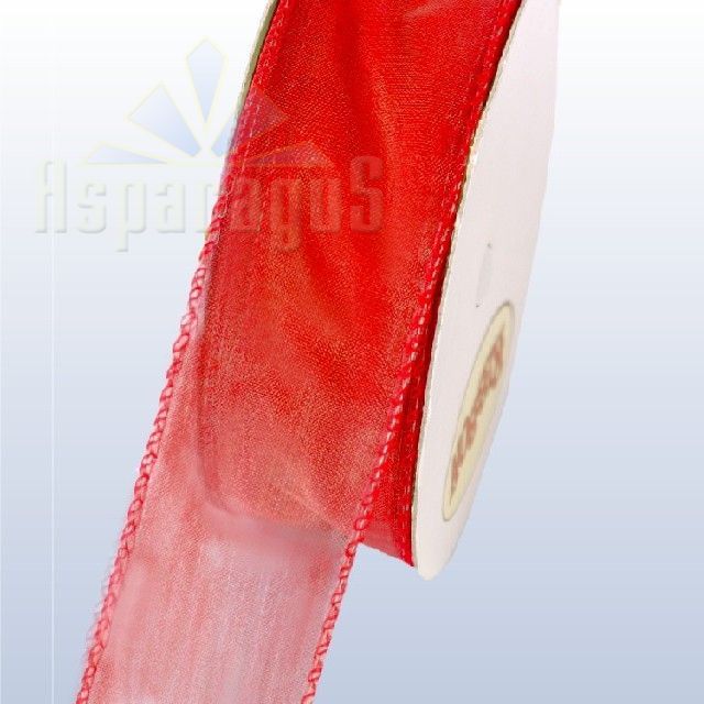 ORGANSA RIBBON WIRED WITH WOVEN EDGE 25MMX10M/RED