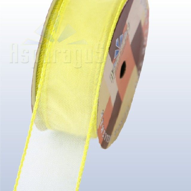 ORGANSA RIBBON WIRED WITH WOVEN EDGE 38MMX10M/ YELLOW