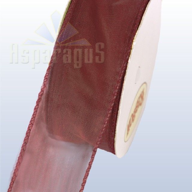ORGANSA RIBBON WIRED WITH WOVEN EDGE 38MMX10M/BROWN