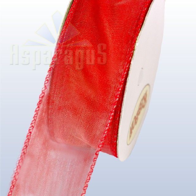 ORGANSA RIBBON WIRED WITH WOVEN EDGE 38MMX10M/RED