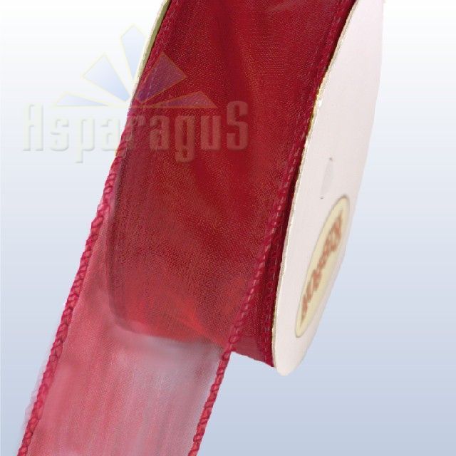 ORGANSA RIBBON WIRED WITH WOVEN EDGE 38MMX10M/ CLARET