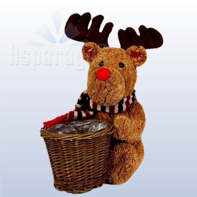 STRAW DEER WITH POT