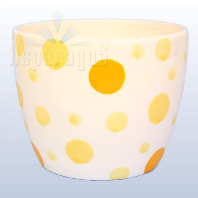 SPOTTED DOLOMITE POT 18,5X15,5 CM/YELLOW