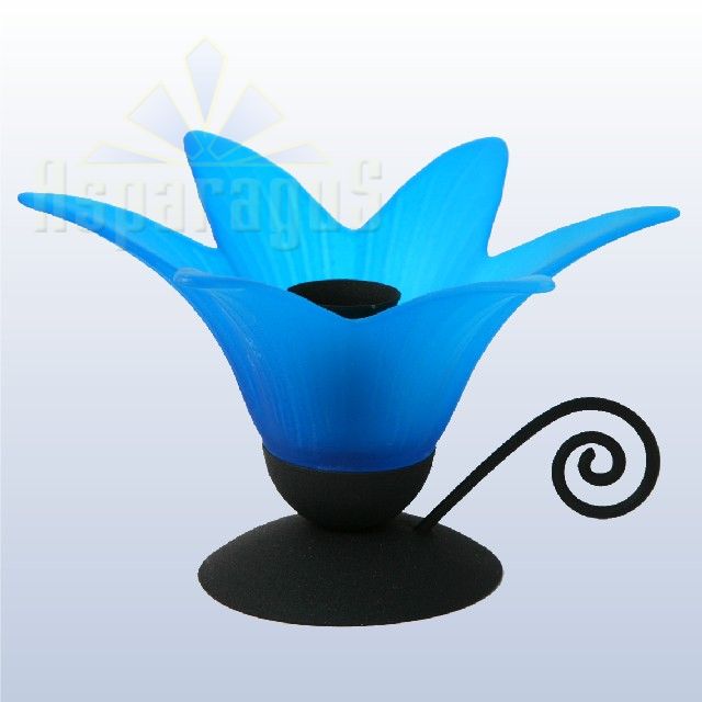 METAL CANDLE HOLDER K2 LILY/BLUE