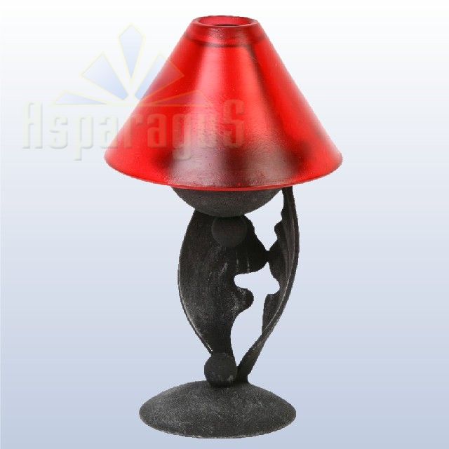 METAL CANDLE HOLDER V1 WITH 2 LEAVES/RED