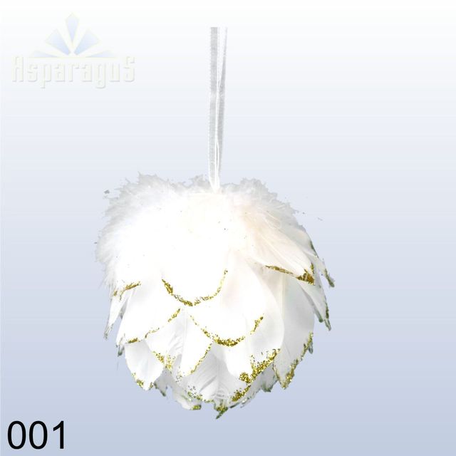 FEATHER BALL ORNAMENT/WHITE