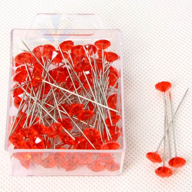 CORSAGE PIN DIAMOND/ RED  (100PCS/PACK)