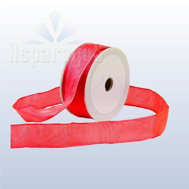 SATIN RIBBON WIRED 25MMX10M/RED