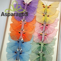 BUTTERFLYS ON CLIPS 8CM (12PCS/PACK)/ MIXED COLOURS