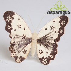 BUTTERFLYS ON CLIPS. WOOD 8CM (12PCS/PACK)