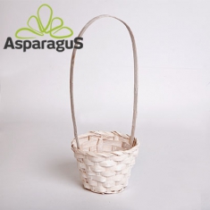 BAMBOO BASKET WITH HANDLE D: 8x12x7CM H: 21CM/ WHITE