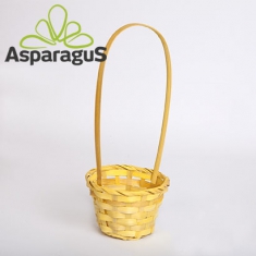 BAMBOO BASKET WITH HANDLE D: 8x12x7CM H: 21CM/ YELLOW