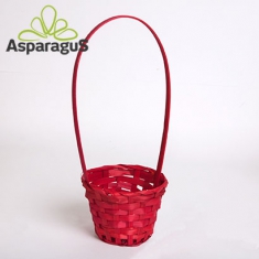 BAMBOO BASKET WITH HANDLE D: 8x12x7CM H: 21CM/ RED