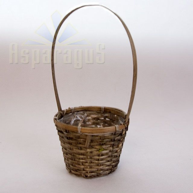 BAMBOO BASKET WITH HANDLE / BROWN