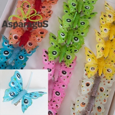 BUTTERFLYS ON CLIPS 5CM (24PCS/PACK)/ MIXED COLOURS