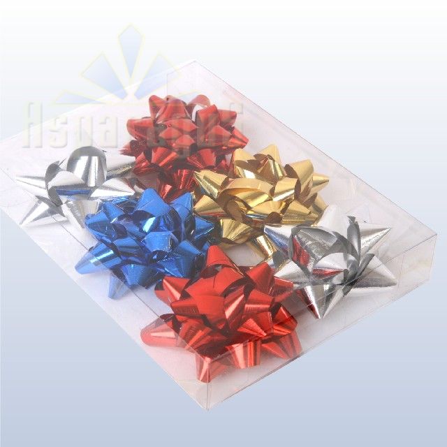 SELF-STICKING STAR, METAL / MIXED COLORS  6PC/PACK