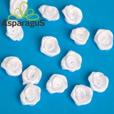 SATIN ROSE HEADS D:2CM/ WHITE  (100PCS/PACK)