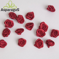 SATIN ROSE HEADS D:2CM/ CLARET  (100PCS/PACK)