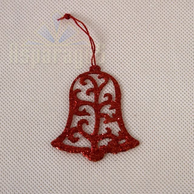 BELL WITH GLITTER / RED (20PC/BAG)