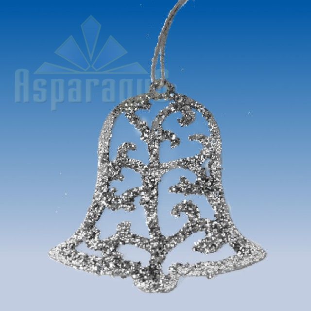 BELL WITH GLITTER / SILVER (20PC/BAG)