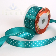 SATIN RIBBON WITH DOTS 12MMX12,5M/ TURQUOISE