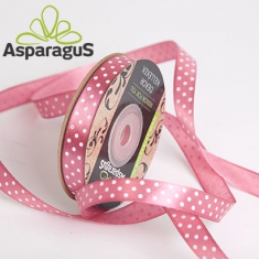 SATIN RIBBON WITH DOTS 12MMX25M/ MALLOW