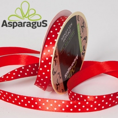 SATIN RIBBON WITH DOTS 12MMX25M / RED