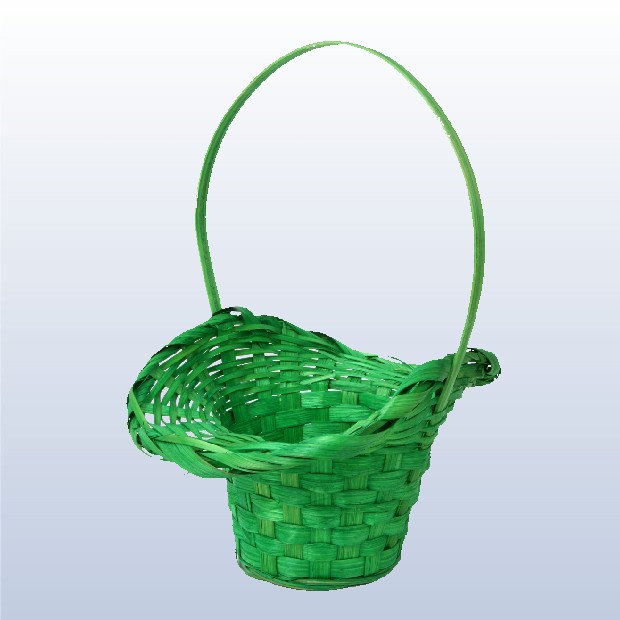 BAMBOO BASKET WITH HANDLE / LIGHT GREEN