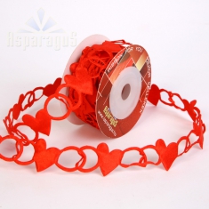 LACE RIBBON, HEARTH 2,5CMX5M/ RED
