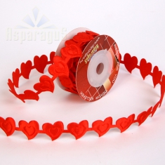 LACE RIBBON, HEARTH 2,5CMX5M/ RED