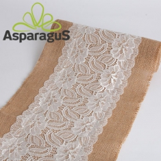JUTE BASE 28CMX4,5M/ NATURE WITH LACE