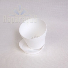 PLASTIC POT WITH WASHER D: 10CM/ WHITE