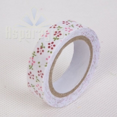 FLORAL TAPE 1,5CM /WHITE WITH FLOWERS