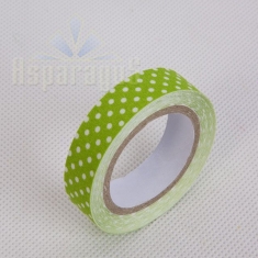 FLORAL TAPE 1,5CM / LIGHT GREEN WITH DOTS