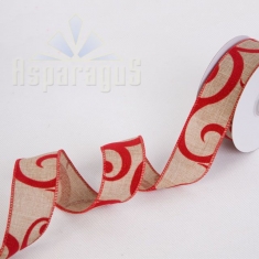 CHRISTMAS RIBBON WIRED, SCROLL 4CMX5M/ RED